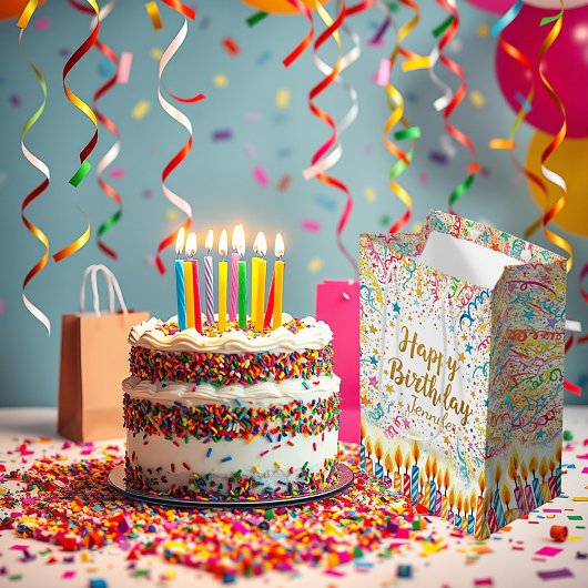 Sac Cadeau Moyen Fun confetti d'anniversaire personnalisé