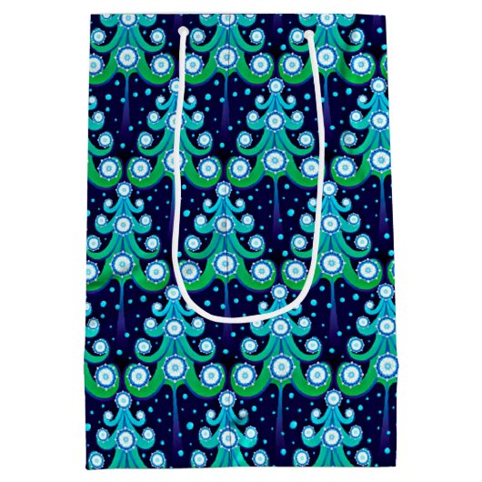 Sac Cadeau Moyen Fun Hip Dark Azure Blue Lime Green Trees Art (Dos)