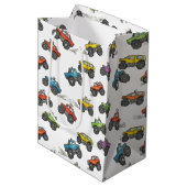 Sac Cadeau Moyen Fun Monster Trucks Birthday  (Devant Angle)