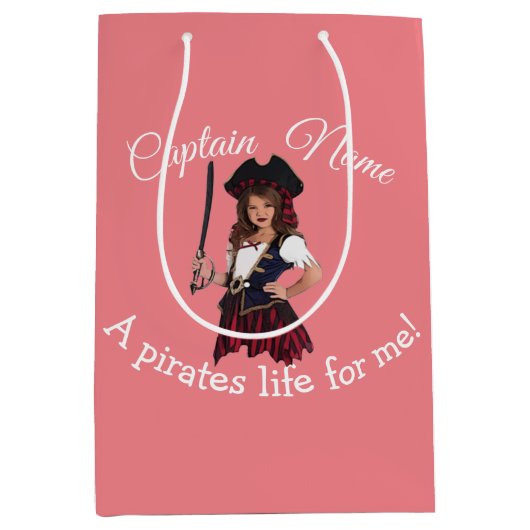 Sac Cadeau Moyen Fun Rose Girl Pirate (Devant)