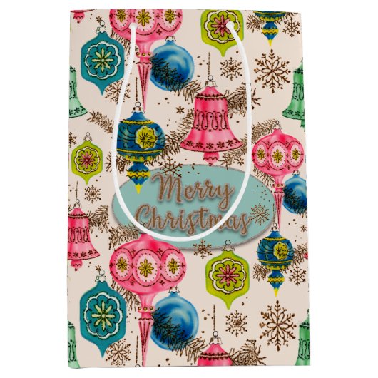 Sac Cadeau Moyen Funky Bright Retro Christmas (Devant)