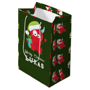 Sac Cadeau Moyen Funky Red Christmas Monster Enfants Vacances