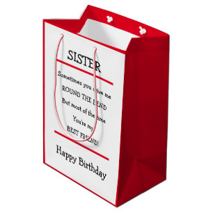 Sac Cadeau Moyen Funky Soeur Meilleur Ami Verse Carte Anniversaire