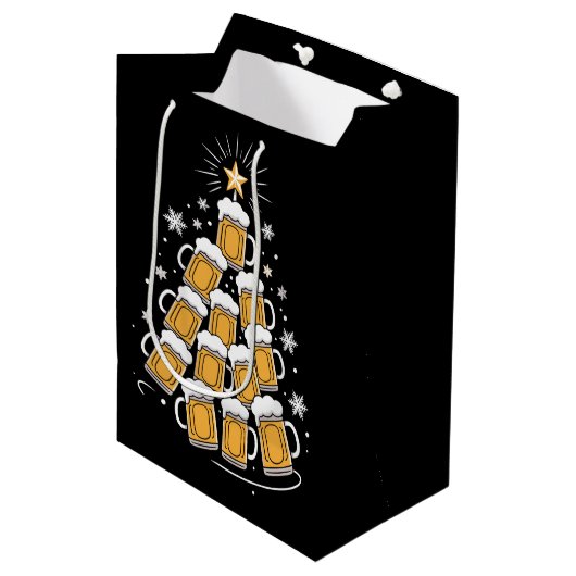 Sac Cadeau Moyen Funny Beer Christmas Tree Holiday Drinking (Devant Angle)