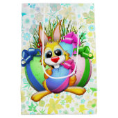 Sac Cadeau Moyen Funny Bunny biting an Easter Egg (Dos)