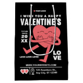 Sac Cadeau Moyen Funny Cream Blanc Rouge moderne Saint Valentin (Dos)