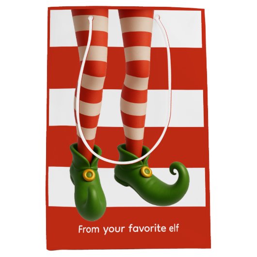 Sac Cadeau Moyen Funny Elf Legs | North Pole Mischief Gift Wrap  (Devant)