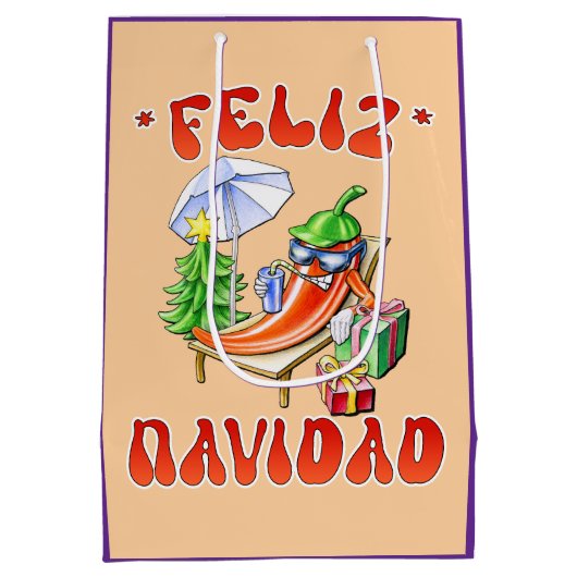 Sac Cadeau Moyen Funny Feliz Navidad Cute Christmas Chili (Dos)