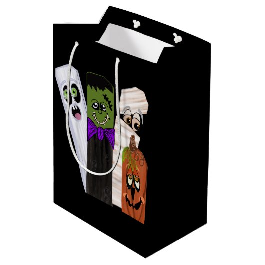 Sac Cadeau Moyen Funny Frankenstein Citrouille fantôme Homme invisi (Dos Angle)