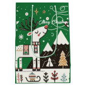 Sac Cadeau Moyen  Funny  Nordic Reindeer Pattern (Dos)