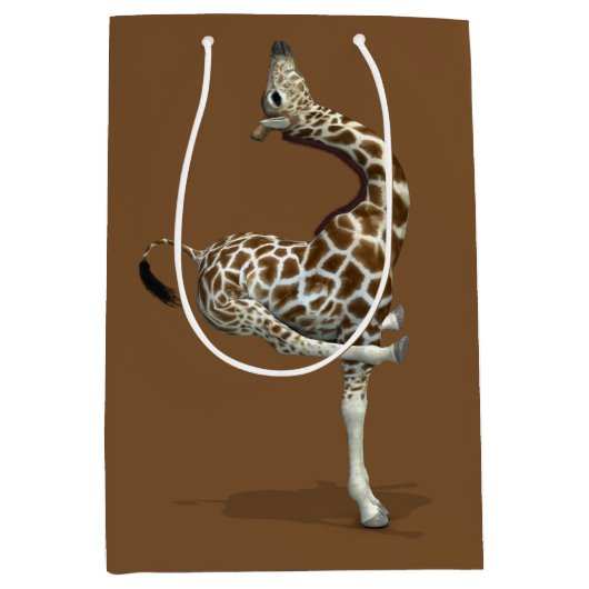 Sac Cadeau Moyen Funny Sporty Giraffe (Devant)