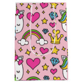 Sac Cadeau Moyen Funny Unicorn Motif rose Magique Cheval mignon (Dos)