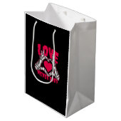 Sac Cadeau Moyen Funny Valentines Day Skeleton Heart Mains (Devant Angle)