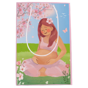 Sac Cadeau Moyen Futur Maman au Charme Pastel dans un Bain de Natur