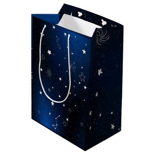 Sac Cadeau Moyen Galaxie Sombre Avec Étoiles (Dos Angle)