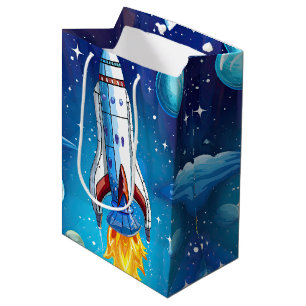 Sac Cadeau Moyen Galaxy Astronaut Navette spatiale Rocketship Anniv
