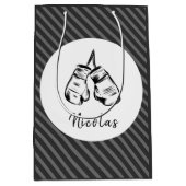 Sac Cadeau Moyen Gants de boxe dessinés Conception rayée Personnali (Devant)