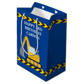Sac Cadeau Moyen Garçons Anniversaire Blue Construction Véhicule su (Dos Angle)