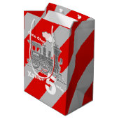 Sac Cadeau Moyen Garçons nom âge train loco gris 5e anniversaire (Dos Angle)