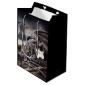 Sac Cadeau Moyen Gargoyle noir blanc (Devant Angle)