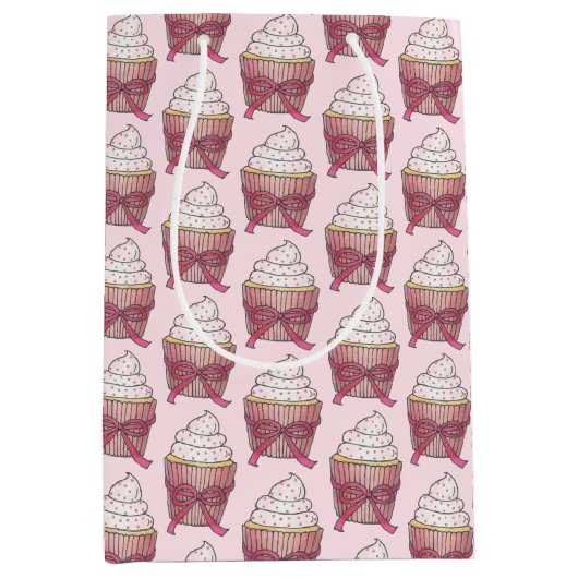 Sac Cadeau Moyen Gâteau Cupcake Rose Poudre de Fée Mariage Enterrem (Devant)