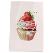 Sac Cadeau Moyen Gâteau Cupcake Sucré aux Fraises (Dos)