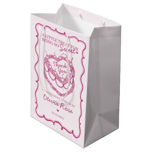 Sac Cadeau Moyen Gâteau de Fiançailles Coquette Rose Rétro Cœur Cer (Dos Angle)