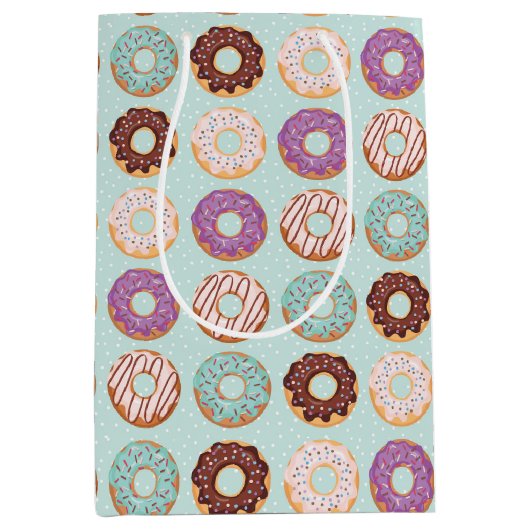 Sac Cadeau Moyen Gâteau Donuts Glaçage Bleu Avec Motif De Paillette (Devant)