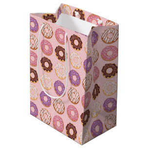 Sac Cadeau Moyen Gâteau Frits Glaçés Roses Avec Motif De Paillettes