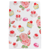 Sac Cadeau Moyen Gâteaux sucrés et roses en aquarelle (Dos)