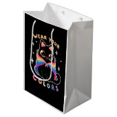 Sac Cadeau Moyen Gay Pride Chat - Kawaii Rainbow Kitty - Portez vot (Devant Angle)