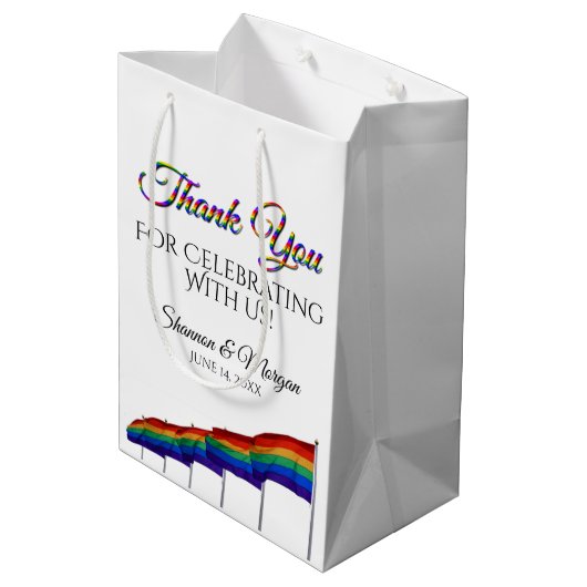 Sac Cadeau Moyen Gay pride Rainbow Mariage Merci Cadeau (Dos Angle)