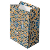 Sac Cadeau Moyen Geometric Moroccan Tile & Orange Pattern (Dos Angle)