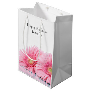 Sac Cadeau Moyen Gerbéra daisies roses Photographie élégante