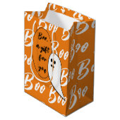 Sac Cadeau Moyen Ghost Halloween noir blanc orange boite (Devant Angle)