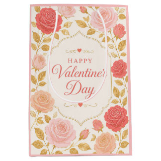 Sac Cadeau Moyen Gilded Rose Romance de la Saint-Valentin