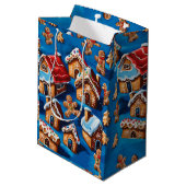 Sac Cadeau Moyen Gingembre de Noël Cookies Maisons Arbres Vacances (Dos Angle)