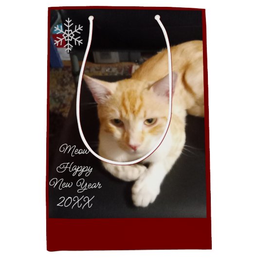 Sac Cadeau Moyen Ginger Cat Photo Text Customize (Devant)