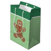 Sac Cadeau Moyen Gingerbread Man and Polka Dots Personalised (Dos Angle)