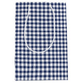Sac Cadeau Moyen Gingham Classique Bleu Nuit (Devant)