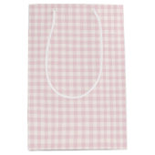 Sac Cadeau Moyen Gingham Classique de Printemps | Douce Rose (Devant)