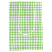 Sac Cadeau Moyen Gingham Classique Vert de Printemps (Dos)