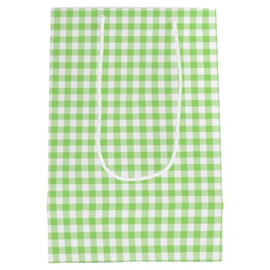 Sac Cadeau Moyen Gingham Classique Vert de Printemps (Dos)