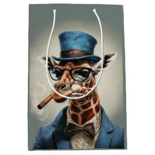 Sac Cadeau Moyen Giraffe en haut du chapeau et de la veste
