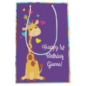 Sac Cadeau Moyen Giraffe fête d'anniversaire (Devant)