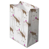 Sac Cadeau Moyen Giraffe Fête Safari Animaux ayant une fête (Dos Angle)