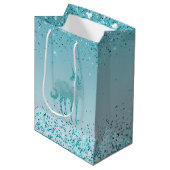 Sac Cadeau Moyen Girly Glitz Aqua Parties scintillant Turquoise Uni (Devant Angle)