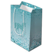 Sac Cadeau Moyen Girly Glitz Aqua Parties scintillant Turquoise Uni (Dos Angle)