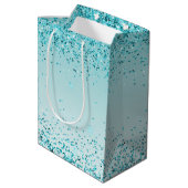 Sac Cadeau Moyen Girly Glitz Aqua Turquoise Parties scintillant Uni (Dos Angle)