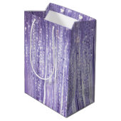 Sac Cadeau Moyen Girly Lavender Purple Glam Tinsel Stripes  (Dos Angle)